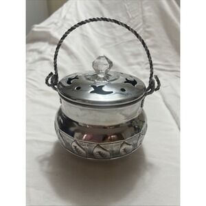 Early 2000s Claire Burke Silver-Tone Fragrance Burner Leaf Design- Made in India